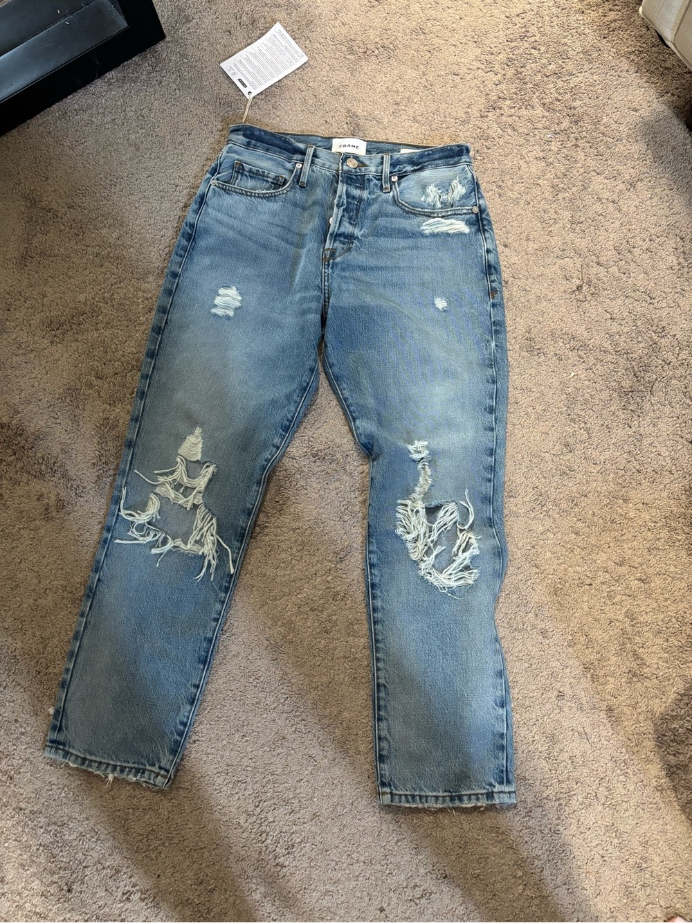 Frame Denim Light Blue Distressed Classic Jeans